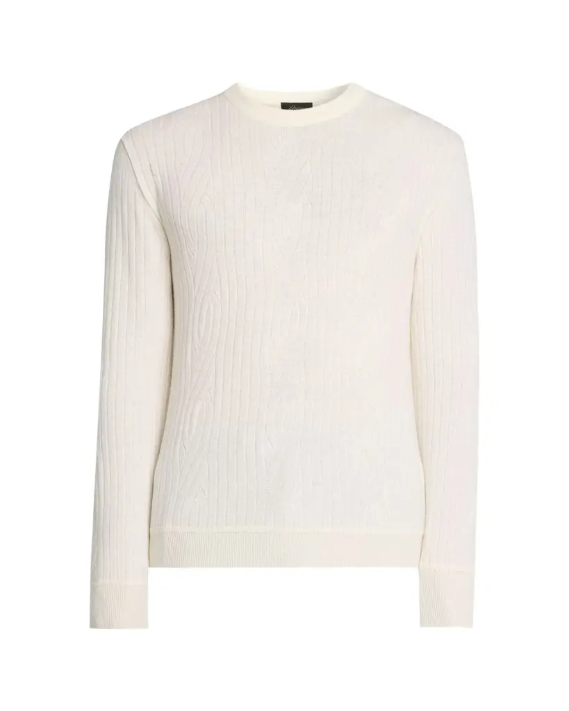 Brioni Men's Wool and Cashmere Cable Knit Crewneck Sweater | Image 1 Brioni Men's Wool and Cashmere Cable Knit Crewneck Sweater | Image 1