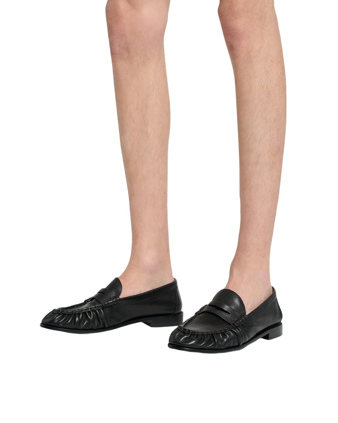 Saint Laurent Men's Le Loafer Creased Leather Mules