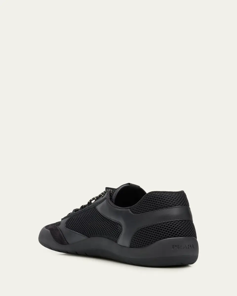 Prada Men's Speedrock Leather and Mesh Sneakers | Thumbnail 9 Prada Men's Speedrock Leather and Mesh Sneakers | Thumbnail 9