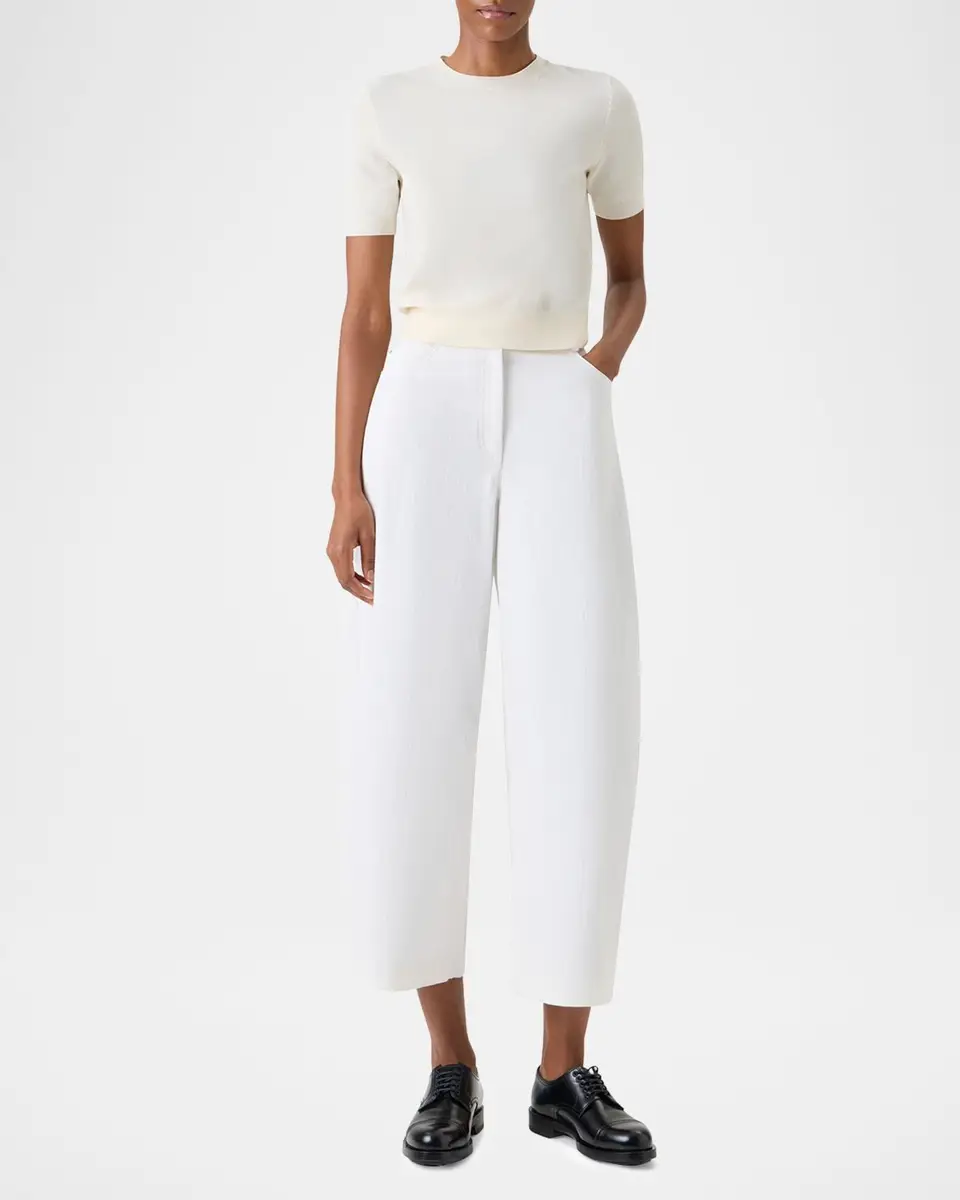 Akris punto Fine Merino Wool Knit Short-Sleeve Crew Neck Sweater | Thumbnail 2 Akris punto Fine Merino Wool Knit Short-Sleeve Crew Neck Sweater | Thumbnail 2