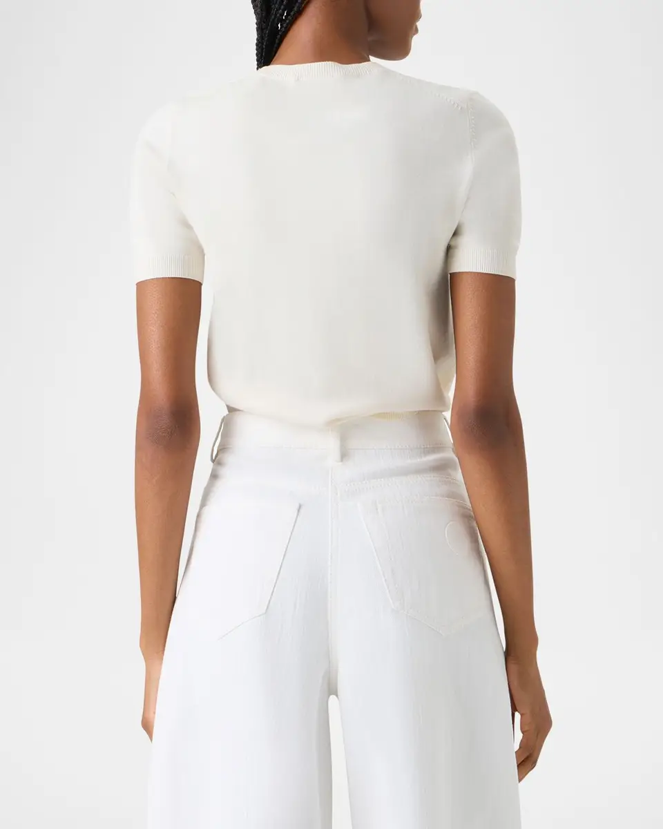 Akris punto Fine Merino Wool Knit Short-Sleeve Crew Neck Sweater | Thumbnail 3 Akris punto Fine Merino Wool Knit Short-Sleeve Crew Neck Sweater | Thumbnail 3