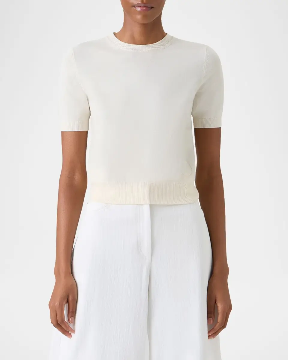 Akris punto Fine Merino Wool Knit Short-Sleeve Crew Neck Sweater | Thumbnail 6 Akris punto Fine Merino Wool Knit Short-Sleeve Crew Neck Sweater | Thumbnail 6