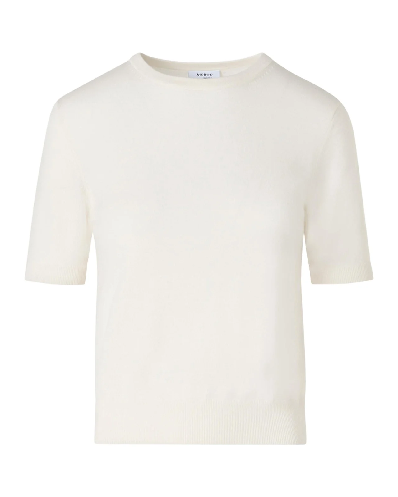Akris punto Fine Merino Wool Knit Short-Sleeve Crew Neck Sweater
