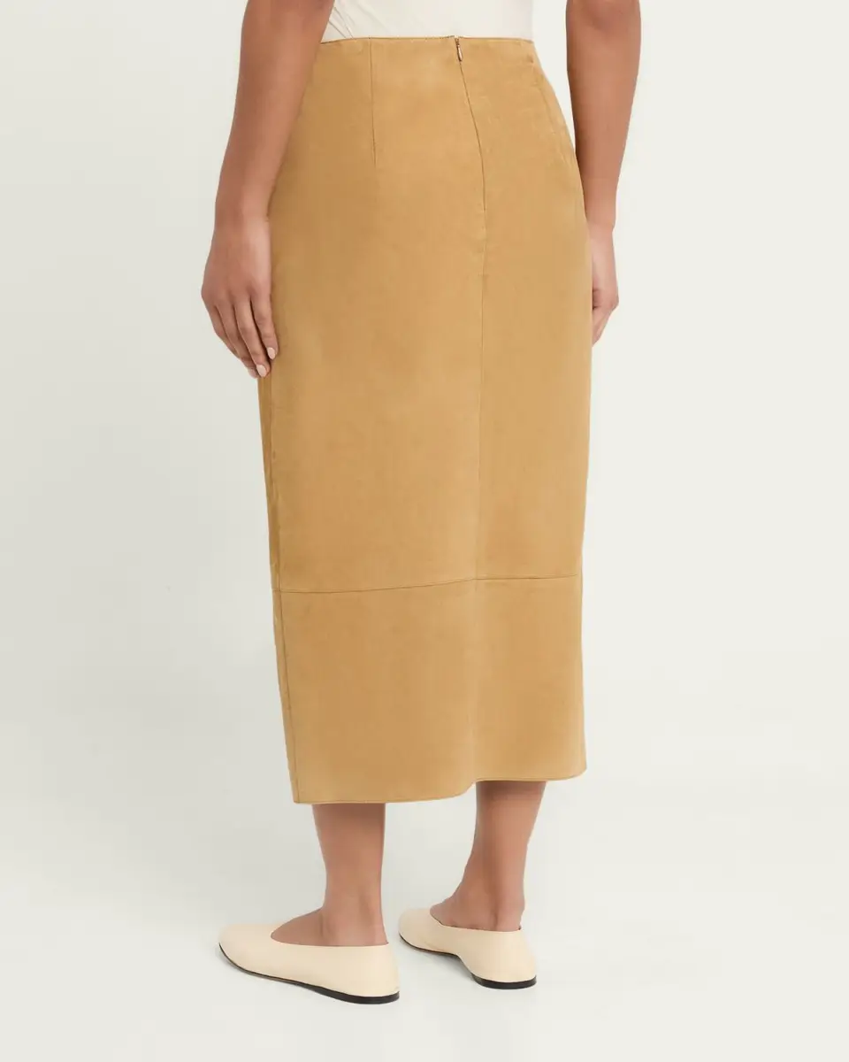 Akris Suede Button-Front Midi Skirt | Thumbnail 3