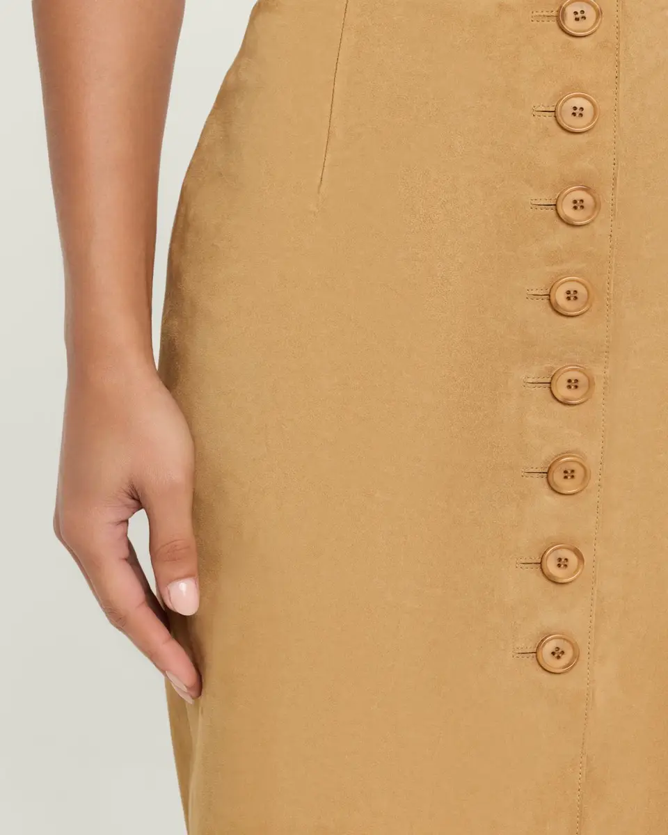 Akris Suede Button-Front Midi Skirt | Thumbnail 5