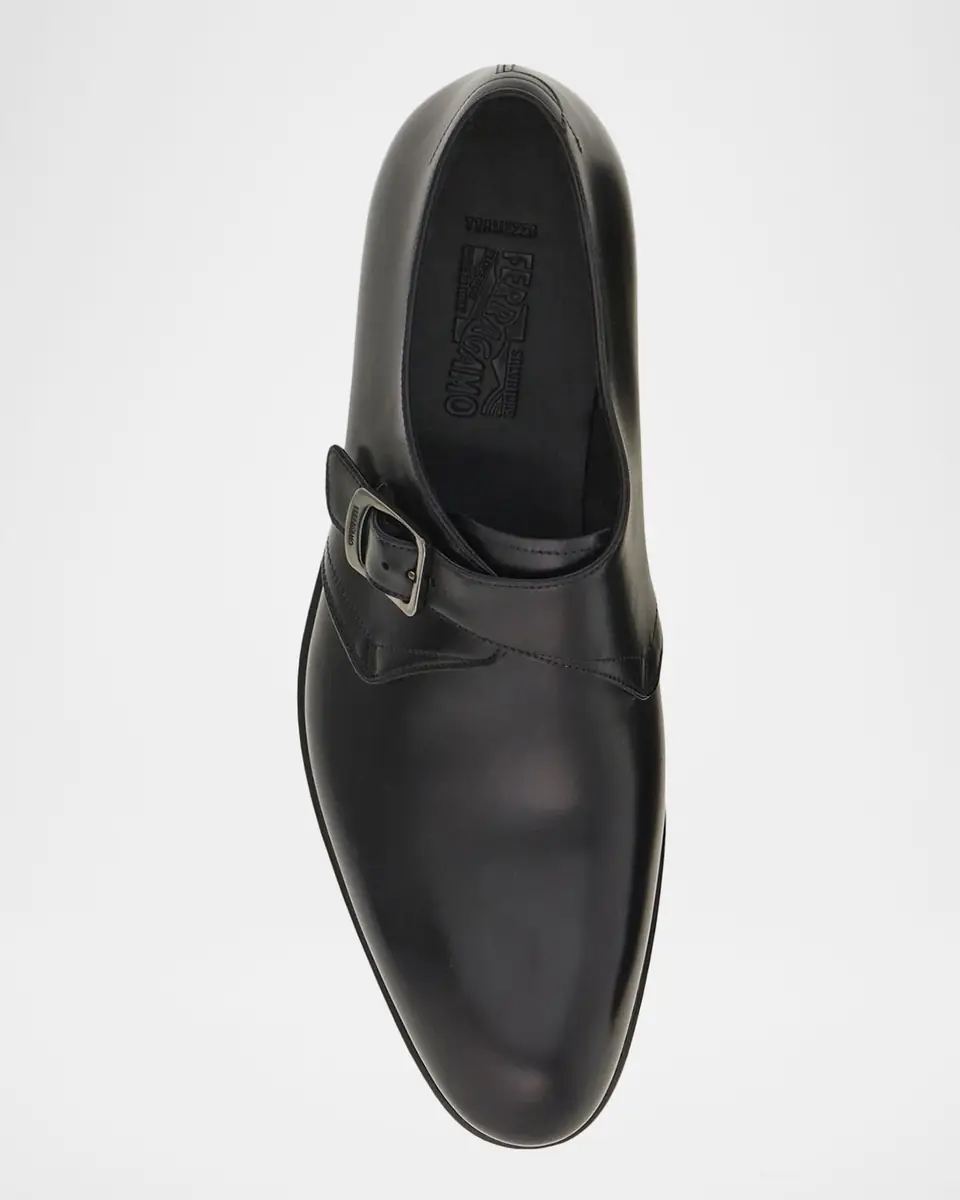 Ferragamo Men's Sullivan Tramezza Leather Monk-Strap Loafers | Thumbnail 2