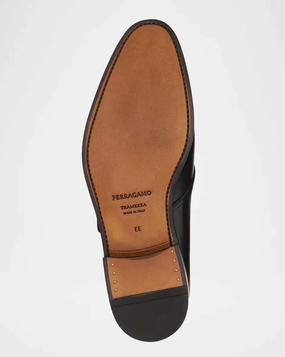 Ferragamo Men's Sullivan Tramezza Leather Monk-Strap Loafers | Thumbnail 4