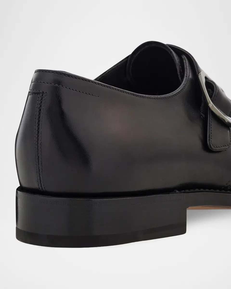 Ferragamo Men's Sullivan Tramezza Leather Monk-Strap Loafers | Thumbnail 5
