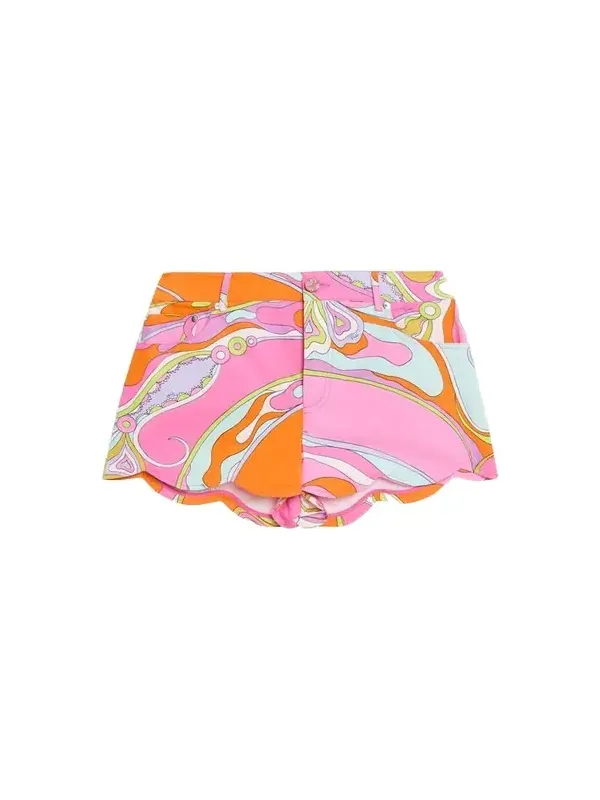 Tela Orchidee-Print Cotton Scalloped Shorts Tela Orchidee-Print Cotton Scalloped Shorts