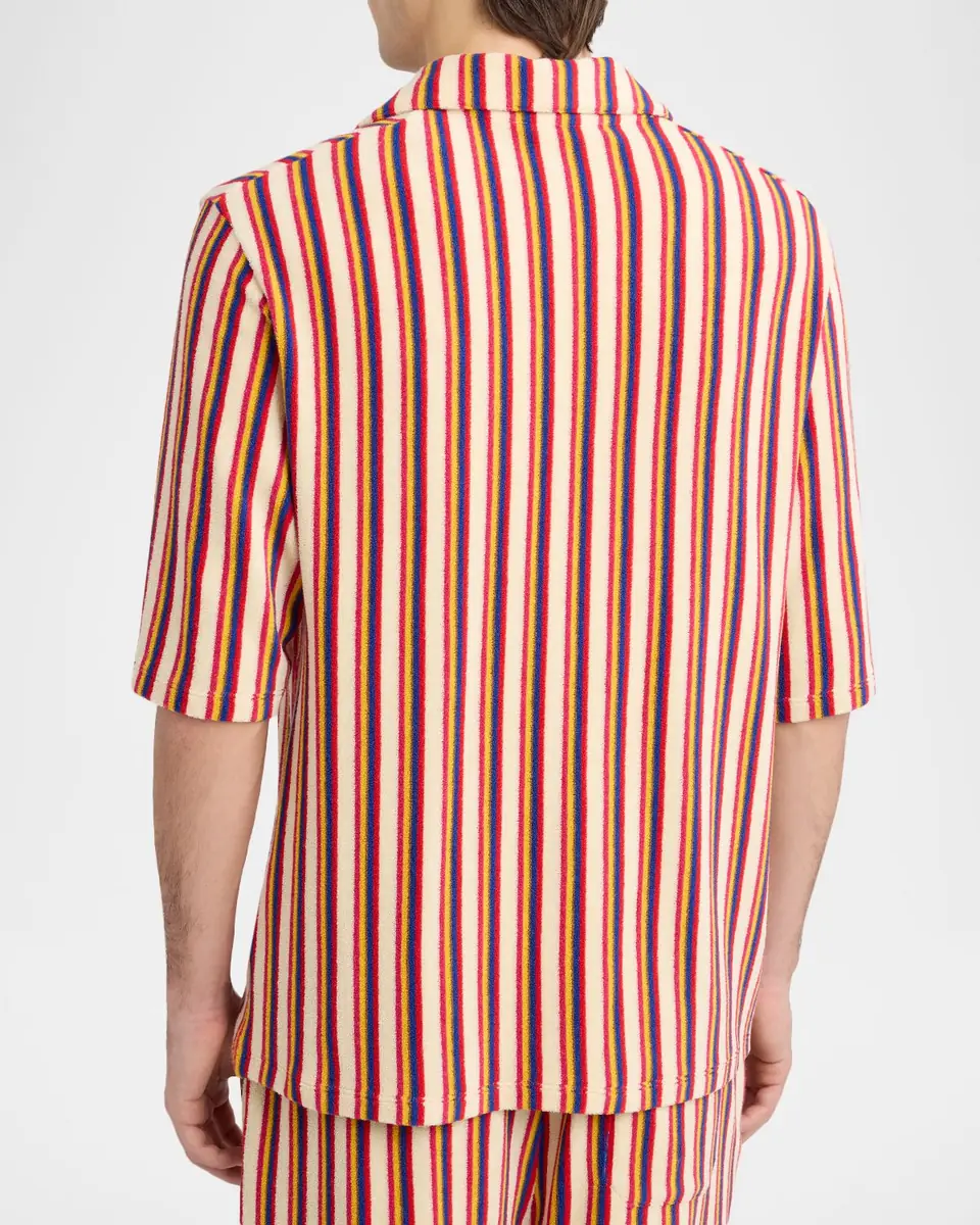 Valentino Garavani Men's Striped Toweling Camp Shirt | Thumbnail 2