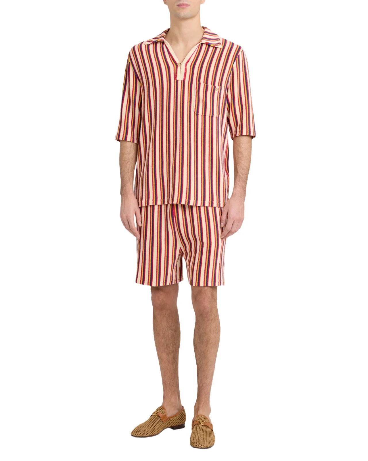 Valentino Garavani Men's Striped Toweling Camp Shirt