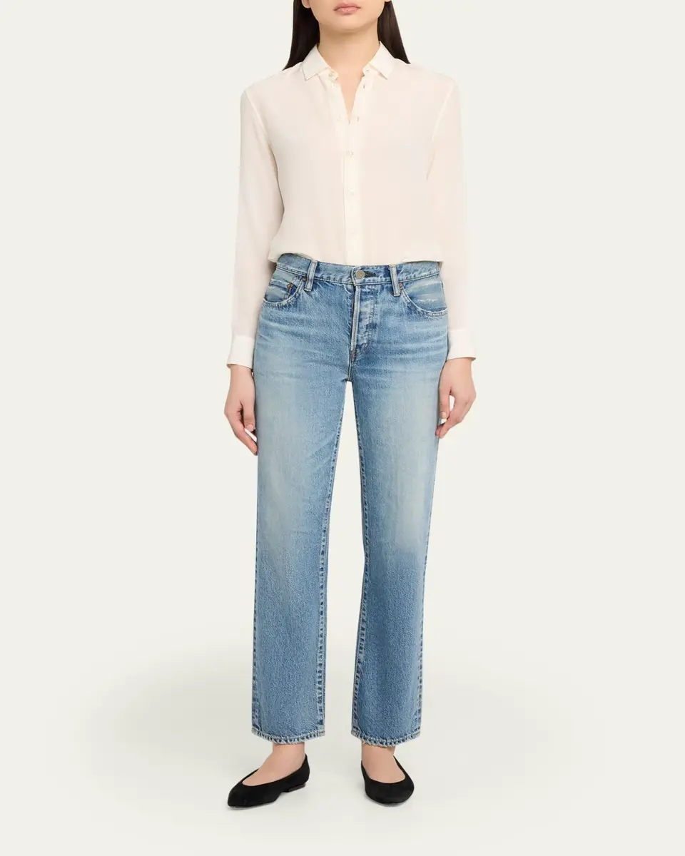 Moussy Vintage Washed Denim Mid-Rise Straight-Leg Jeans | Thumbnail 2 Moussy Vintage Washed Denim Mid-Rise Straight-Leg Jeans | Thumbnail 2