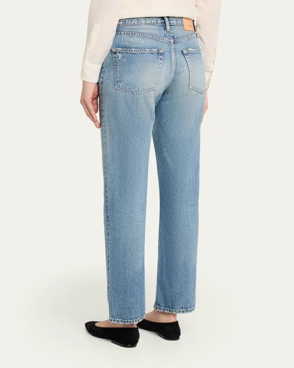 Moussy Vintage Washed Denim Mid-Rise Straight-Leg Jeans | Thumbnail 3 Moussy Vintage Washed Denim Mid-Rise Straight-Leg Jeans | Thumbnail 3