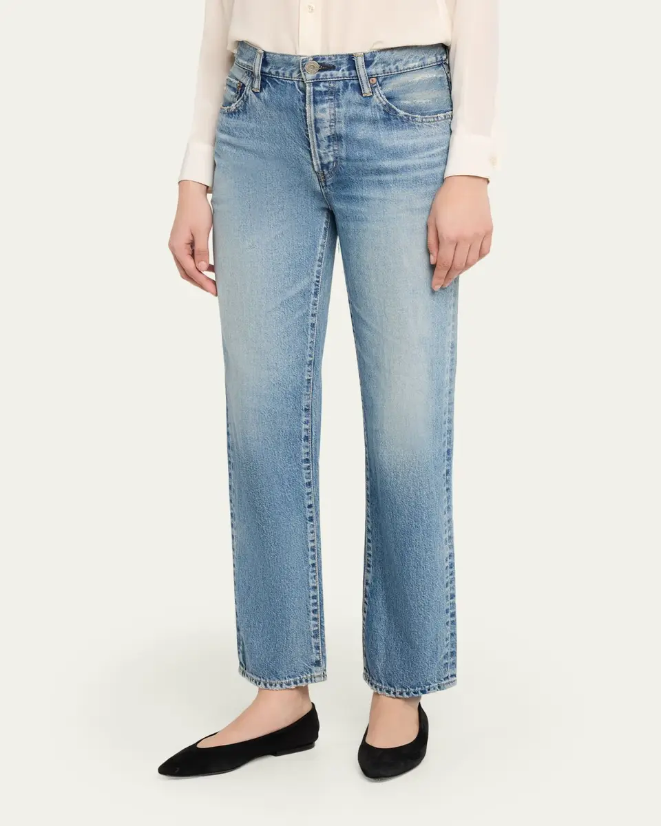 Moussy Vintage Washed Denim Mid-Rise Straight-Leg Jeans | Thumbnail 4 Moussy Vintage Washed Denim Mid-Rise Straight-Leg Jeans | Thumbnail 4