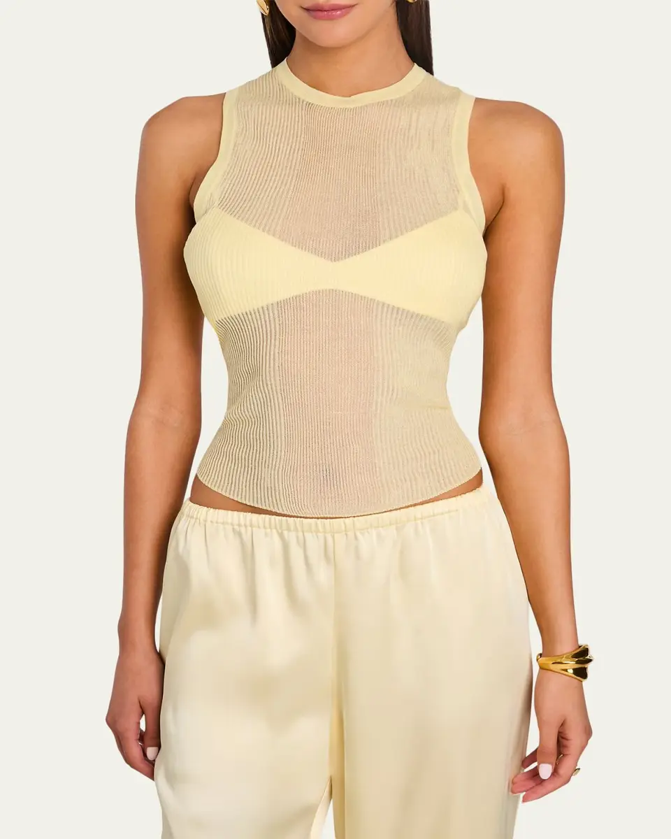SEROYA Jori Ribbed Semi-Sheer Tank Top | Thumbnail 3
