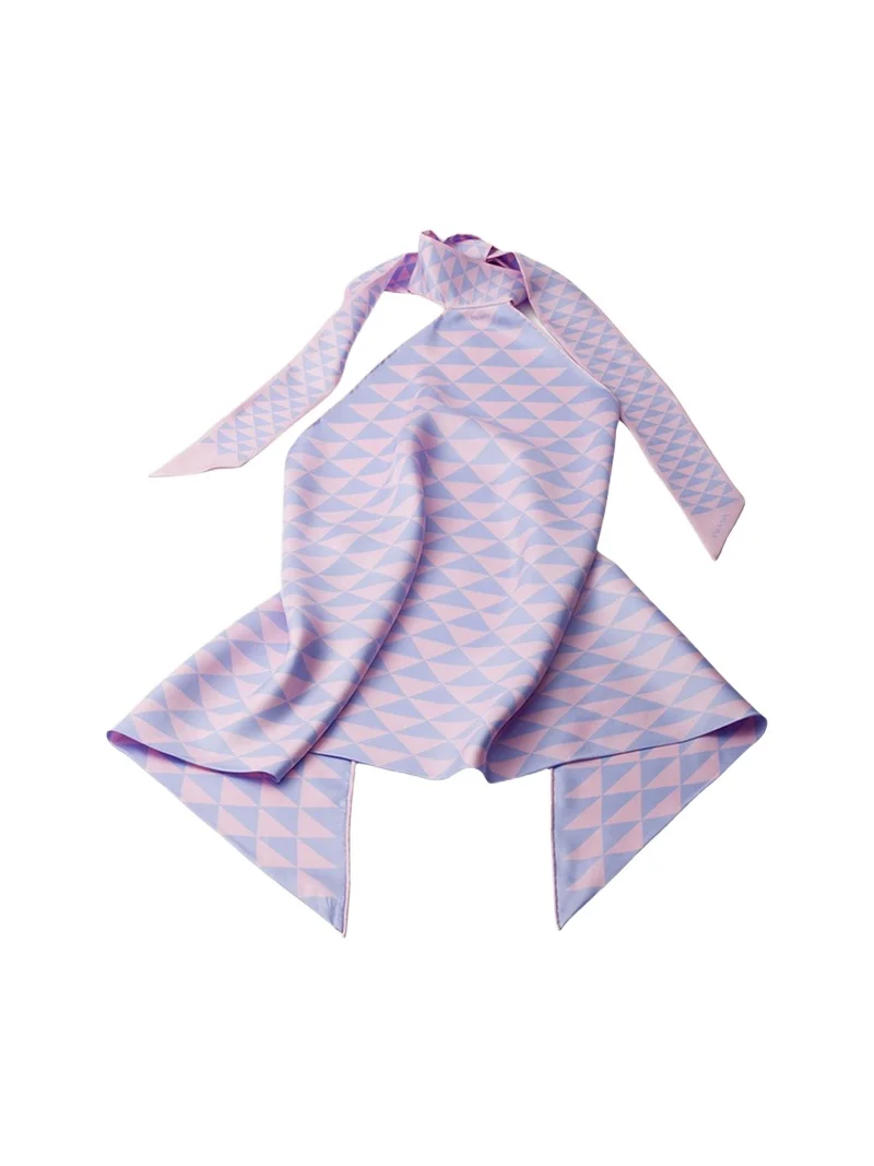 Prada Triangle-Print Silk Halter Top