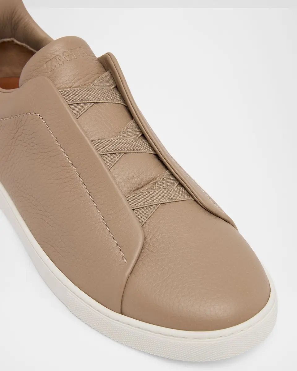 Zegna Men's Deerskin Triple Stitch Sneakers | Thumbnail 3 Zegna Men's Deerskin Triple Stitch Sneakers | Thumbnail 3
