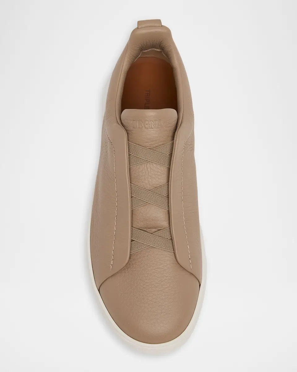 Zegna Men's Deerskin Triple Stitch Sneakers | Thumbnail 4 Zegna Men's Deerskin Triple Stitch Sneakers | Thumbnail 4