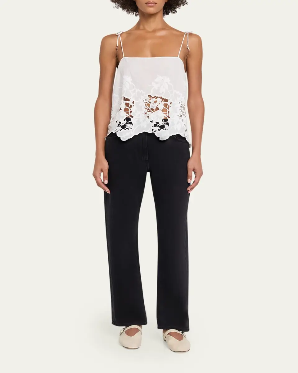Ronny Kobo Blaire Floral-Embroidered Cotton Top | Thumbnail 2