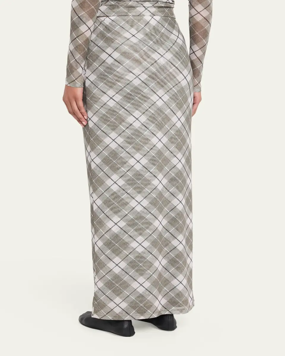 Ronny Kobo Azana Plaid-Print Mesh Maxi Skirt | Thumbnail 3 Ronny Kobo Azana Plaid-Print Mesh Maxi Skirt | Thumbnail 3
