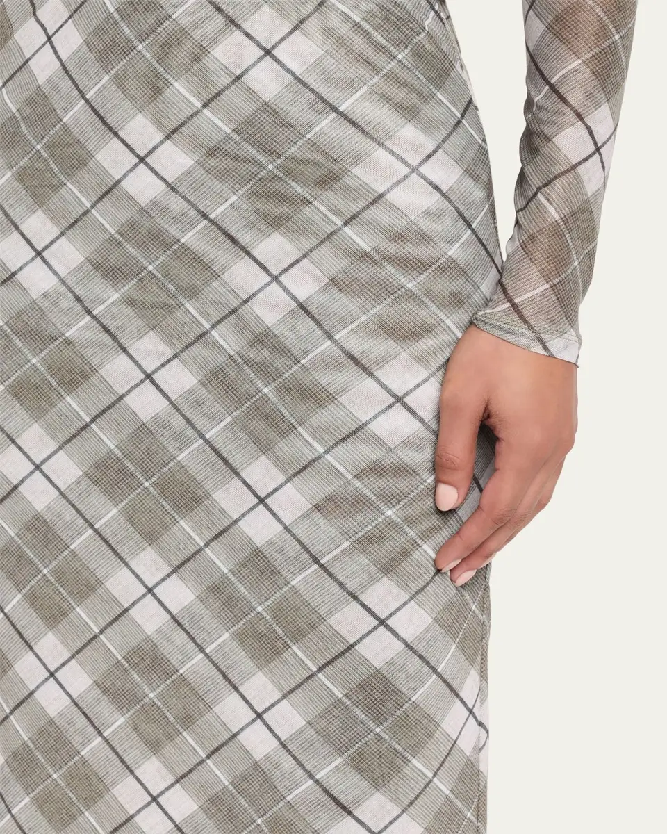 Ronny Kobo Azana Plaid-Print Mesh Maxi Skirt | Thumbnail 5 Ronny Kobo Azana Plaid-Print Mesh Maxi Skirt | Thumbnail 5