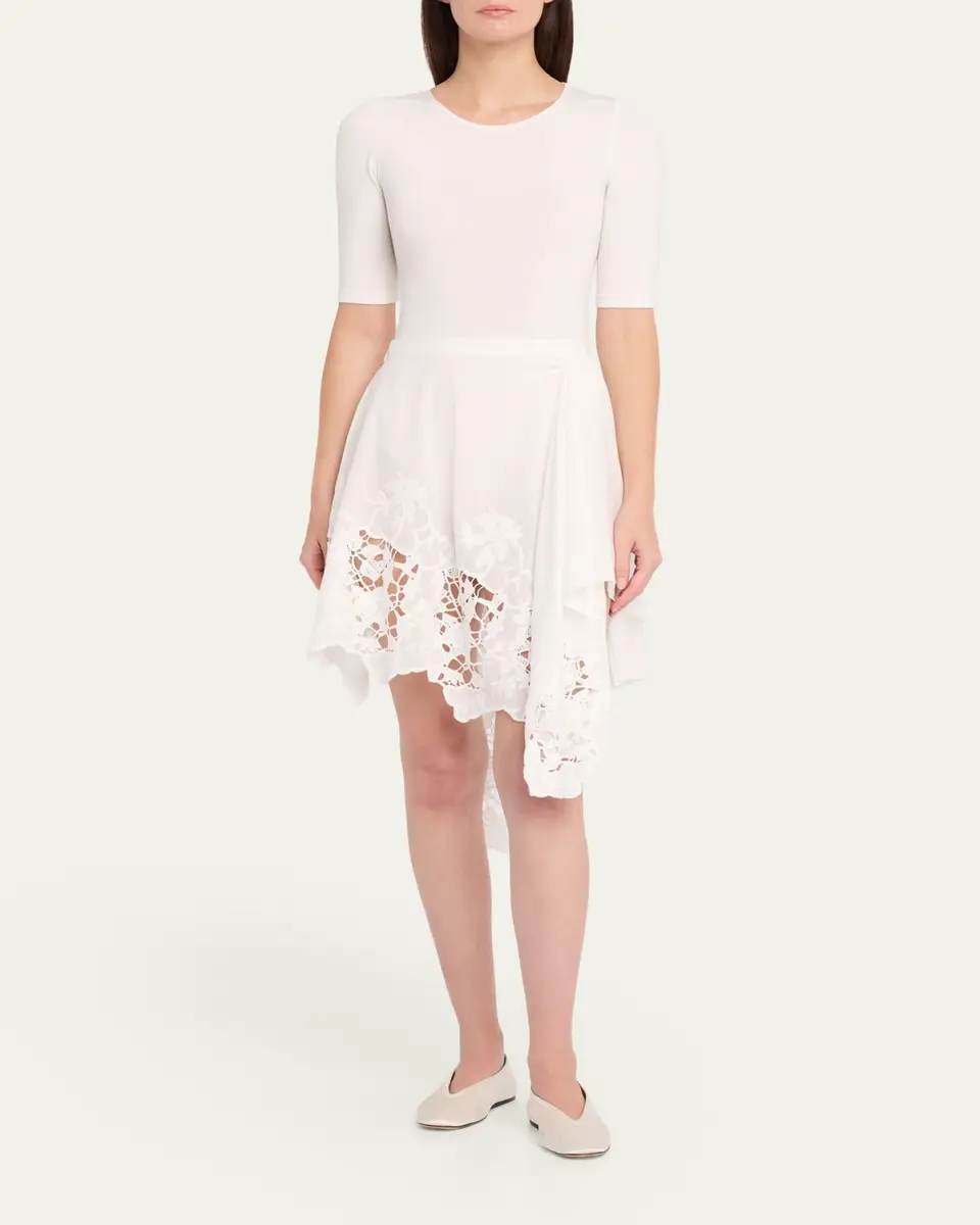 Ronny Kobo Ashley Embroidered Asymmetric Cotton Skirt | Thumbnail 2