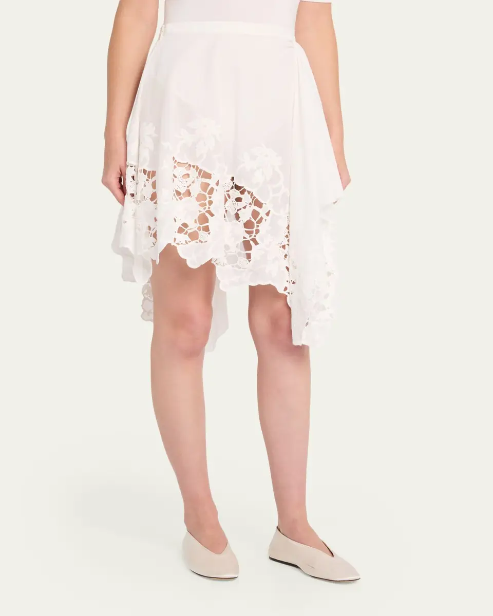 Ronny Kobo Ashley Embroidered Asymmetric Cotton Skirt | Thumbnail 4