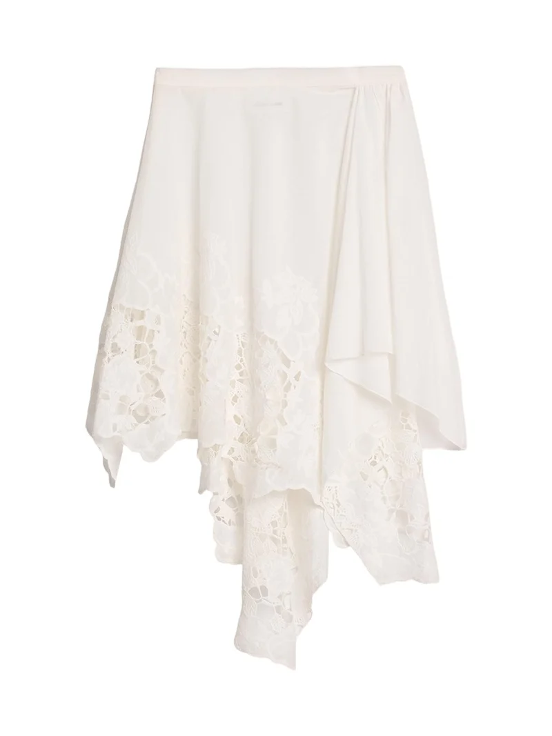 Ashley Embroidered Asymmetric Cotton Skirt Ashley Embroidered Asymmetric Cotton Skirt