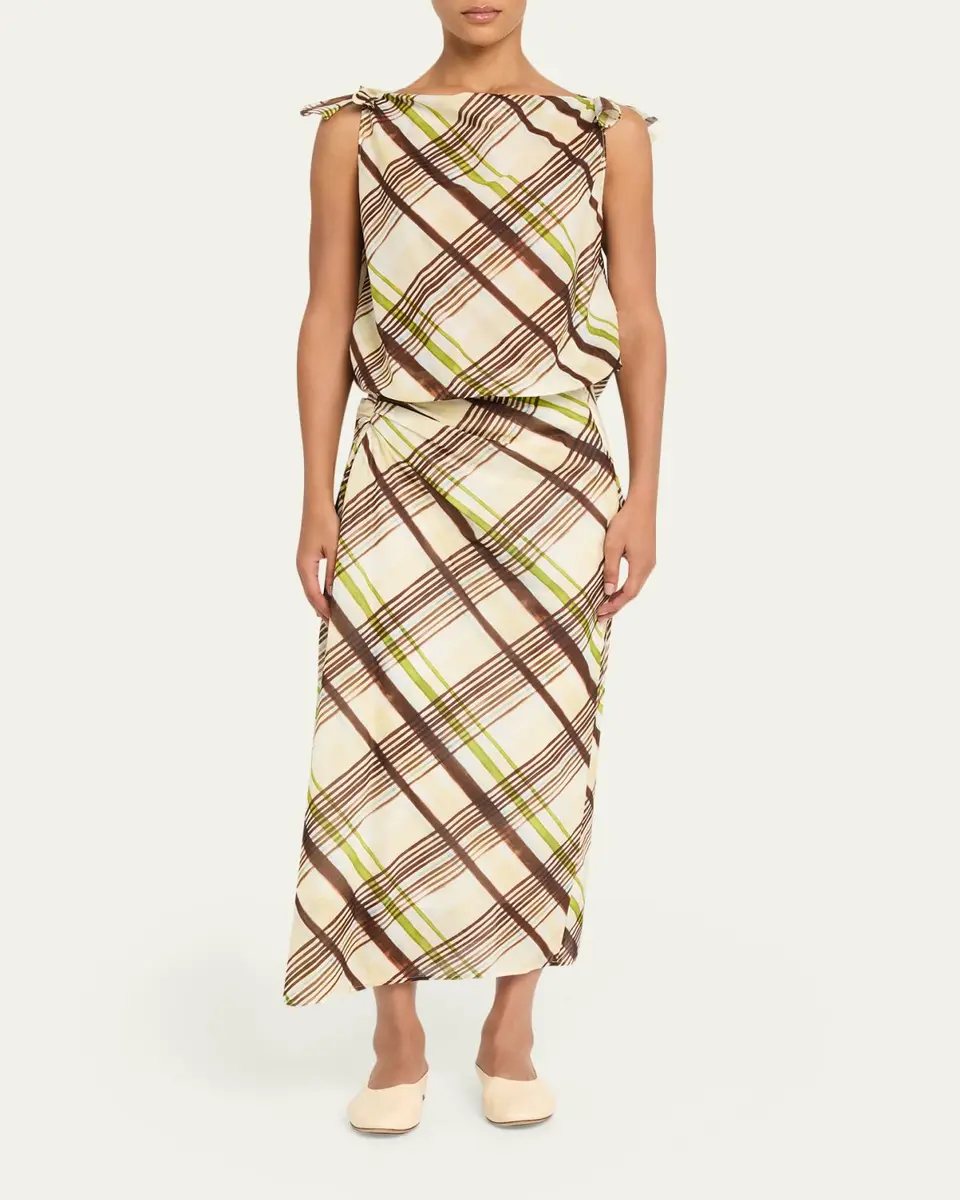 A.L.C. Jean Draped Plaid Midi Skirt | Thumbnail 2 A.L.C. Jean Draped Plaid Midi Skirt | Thumbnail 2