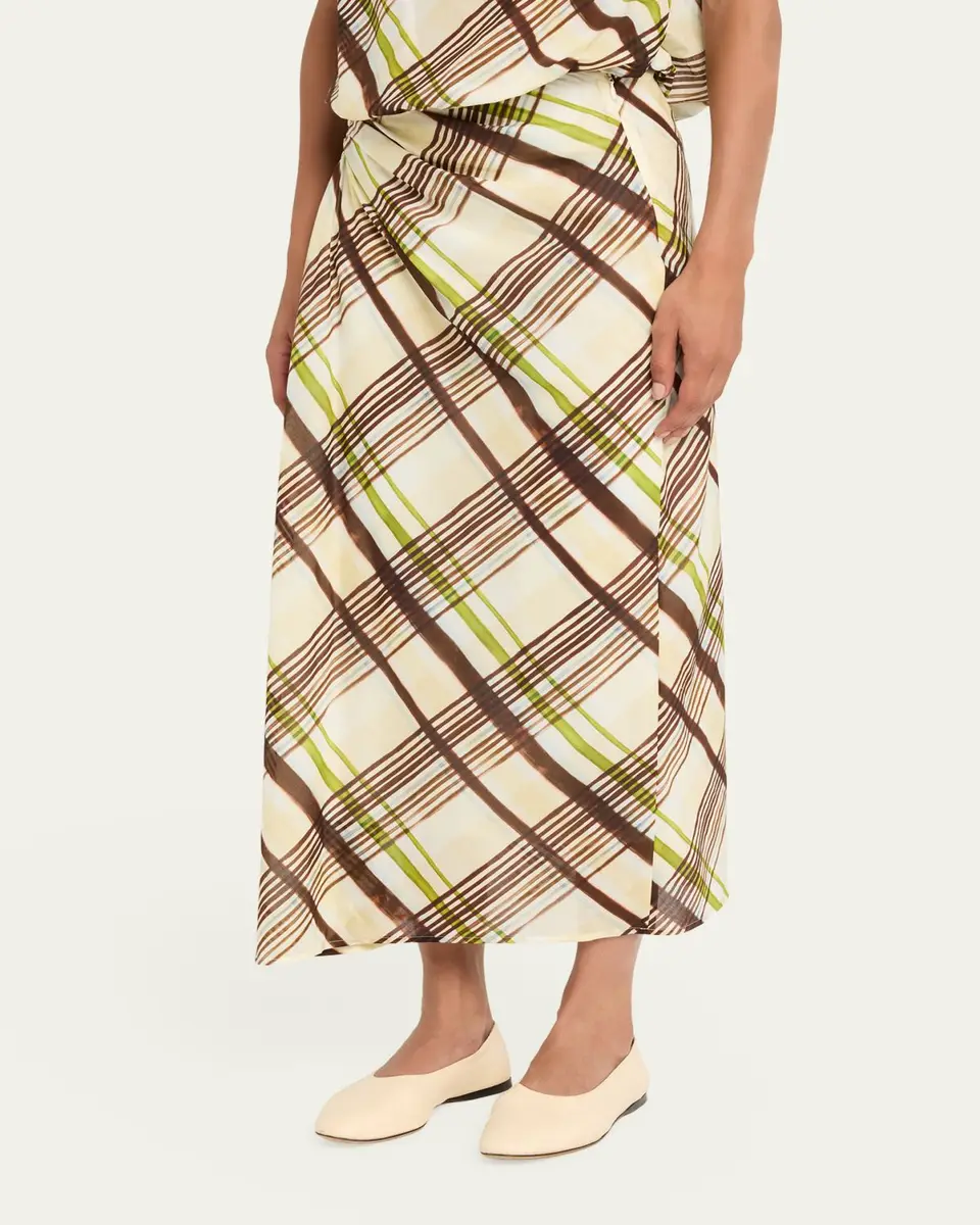 A.L.C. Jean Draped Plaid Midi Skirt | Thumbnail 4 A.L.C. Jean Draped Plaid Midi Skirt | Thumbnail 4