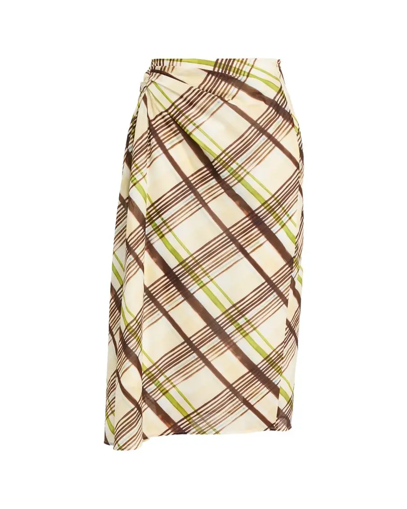 A.L.C. Jean Draped Plaid Midi Skirt | Image 1 A.L.C. Jean Draped Plaid Midi Skirt | Image 1