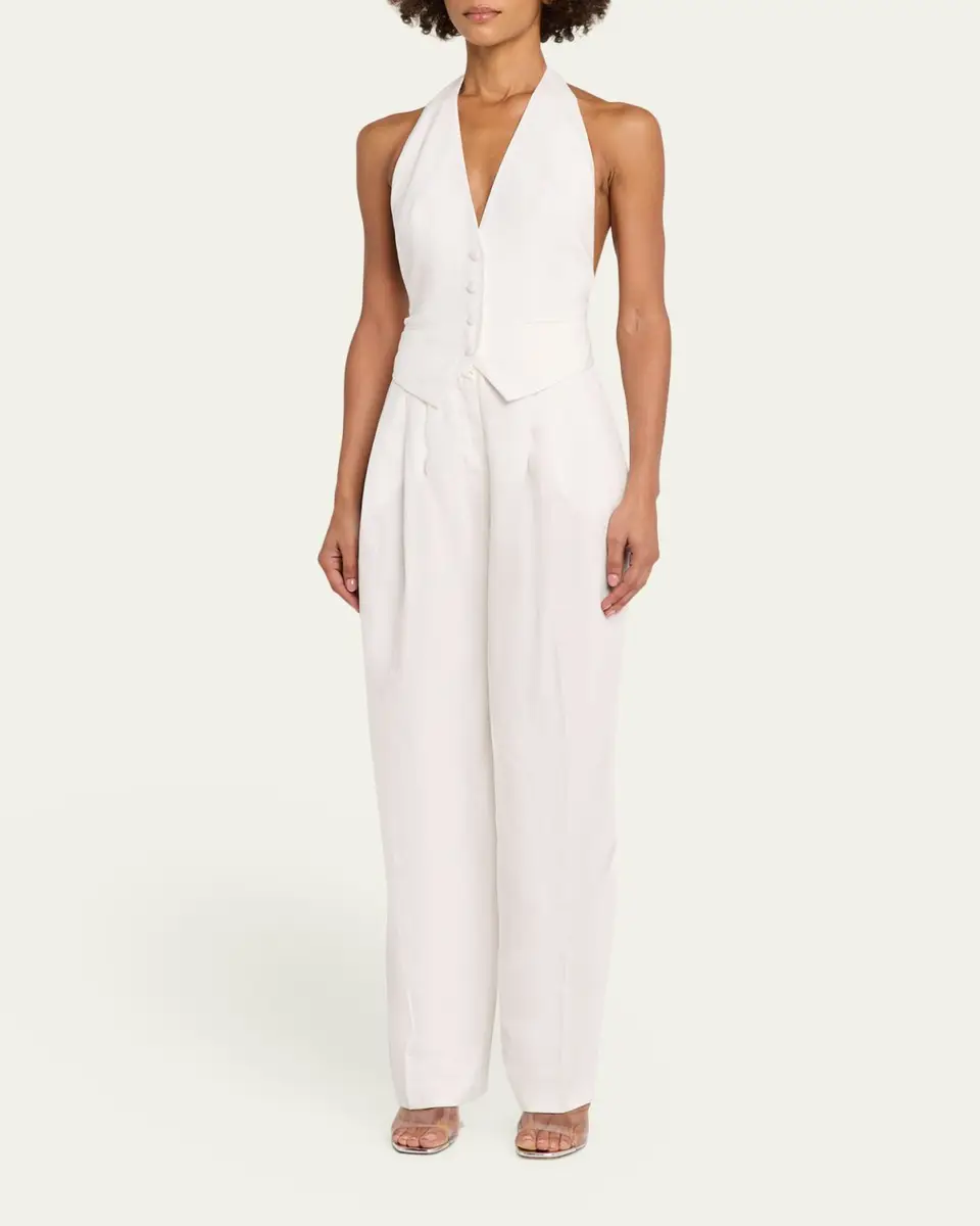 Ronny Kobo Rex Backless Plunging Vest Jumpsuit | Thumbnail 4