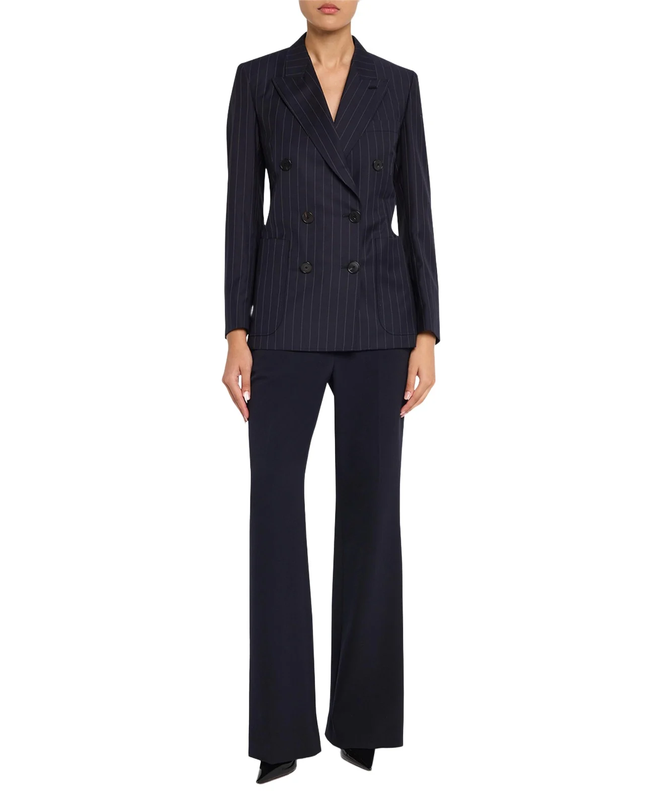 Double-Breasted Pinstripe Wool Jacket
