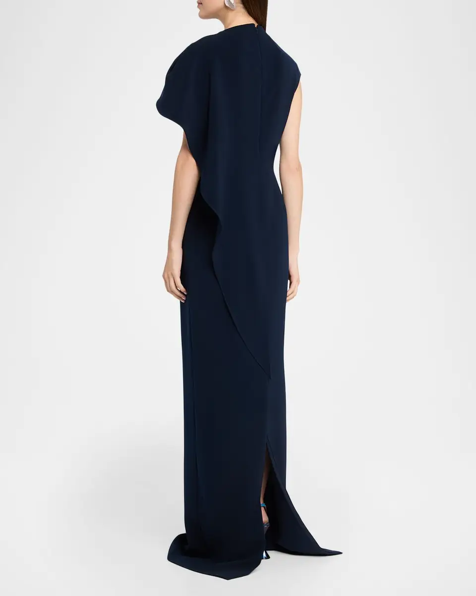 Rickie Freeman for Teri Jon Floral-Embroidered Asymmetric Capelet Gown | Thumbnail 3 Rickie Freeman for Teri Jon Floral-Embroidered Asymmetric Capelet Gown | Thumbnail 3