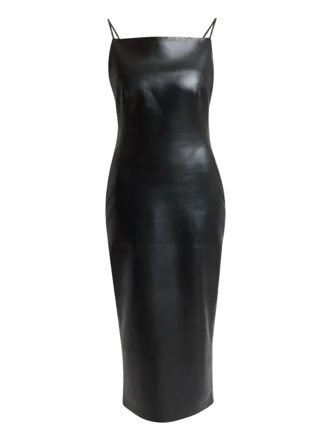 Sliced Midi Leather Dress