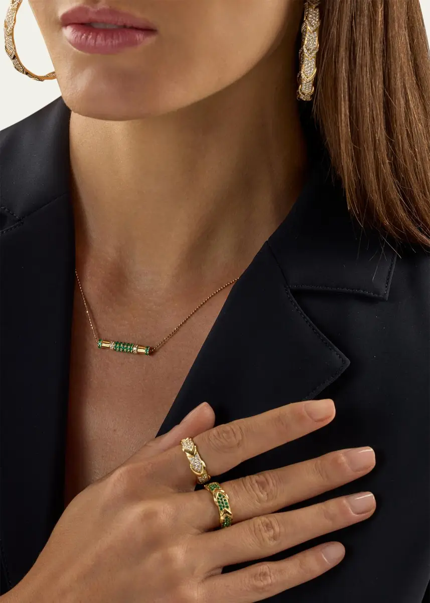 Graziela Gems 18K Emerald and Diamond Cavaletti Necklace | Thumbnail 2 Graziela Gems 18K Emerald and Diamond Cavaletti Necklace | Thumbnail 2