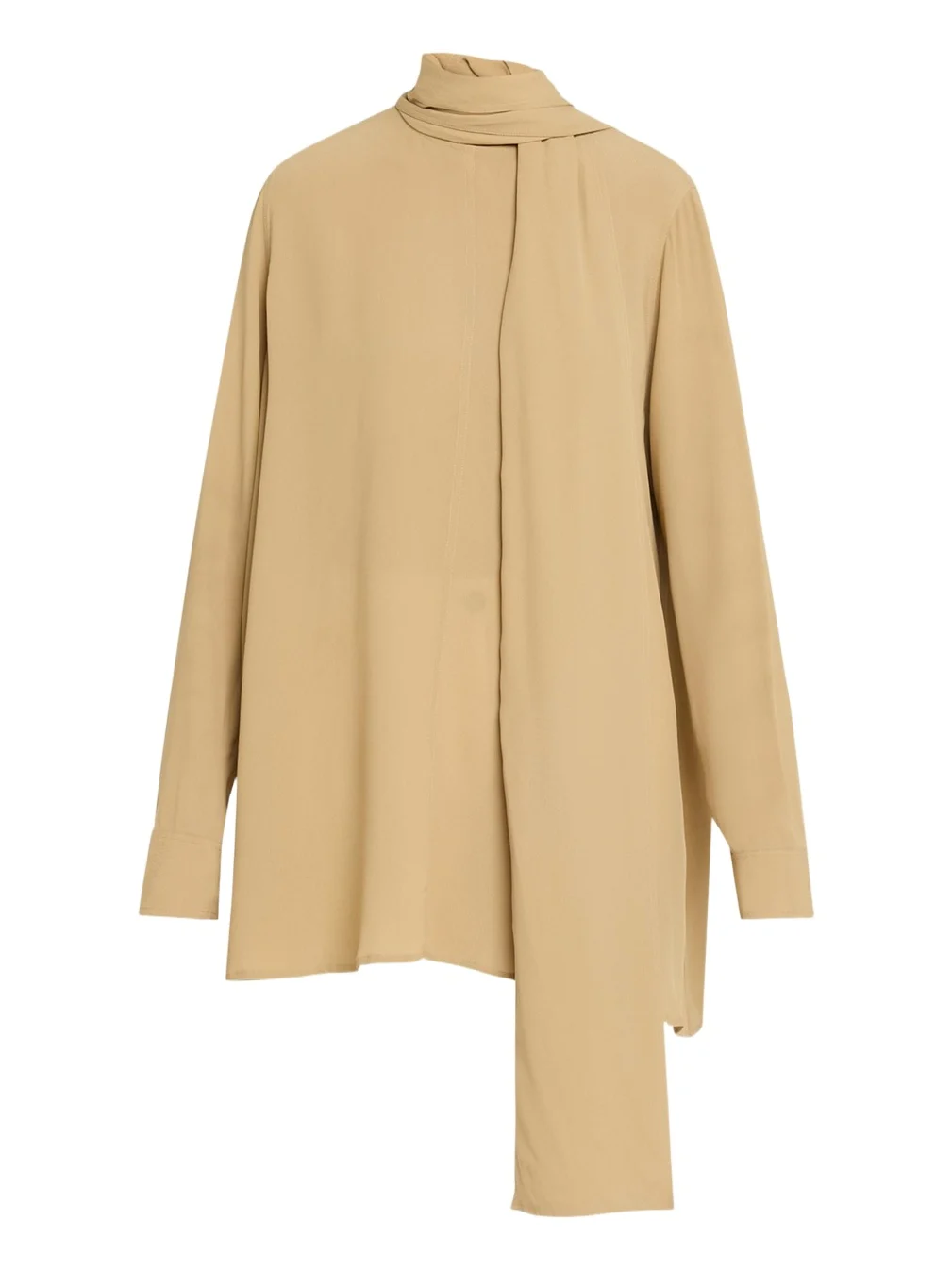 Draped Scarf Long Sleeve Blouse