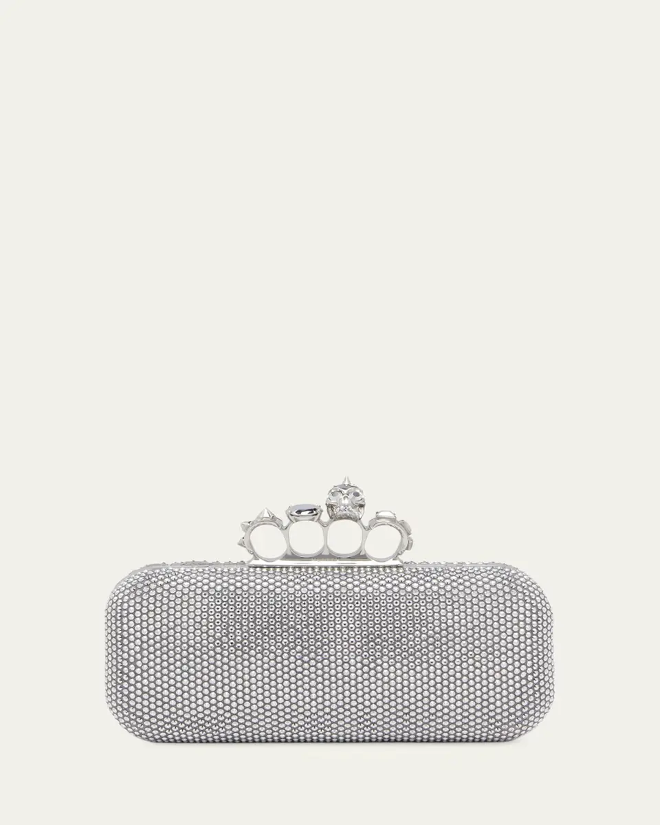 Alexander McQueen Punk Four Ring Rhinestone Leather Clutch Bag | Thumbnail 2 Alexander McQueen Punk Four Ring Rhinestone Leather Clutch Bag | Thumbnail 2