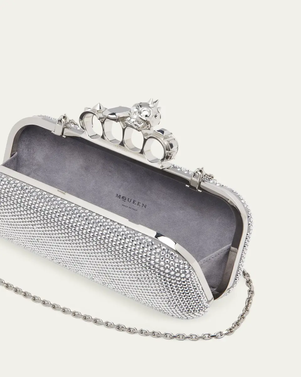 Alexander McQueen Punk Four Ring Rhinestone Leather Clutch Bag | Thumbnail 3 Alexander McQueen Punk Four Ring Rhinestone Leather Clutch Bag | Thumbnail 3