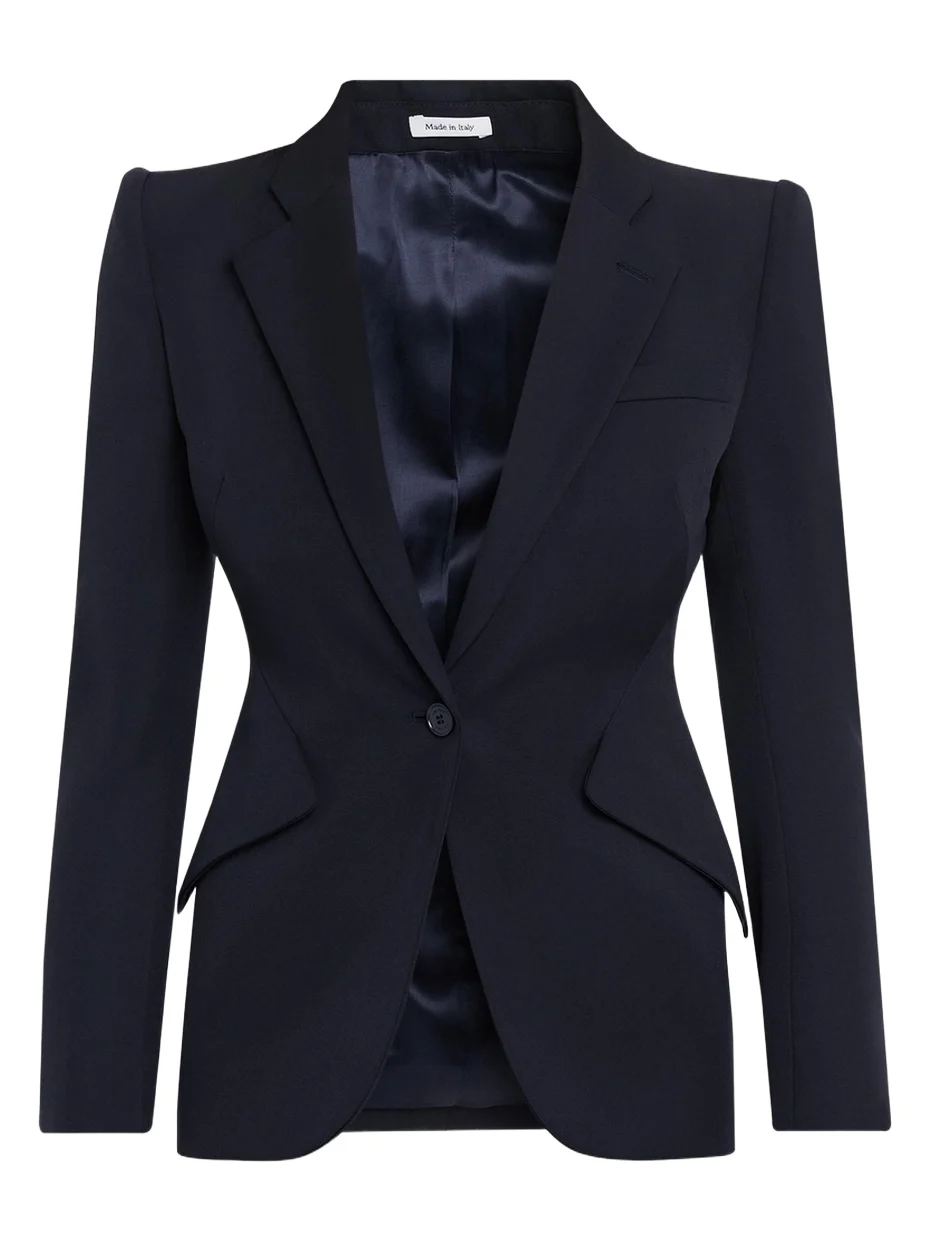 Peaked Shoulder Crepe Single-Button Jacket Peaked Shoulder Crepe Single-Button Jacket
