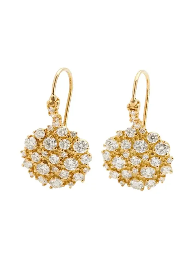 18K Yellow Gold Diamond Confetti Wire Earrings