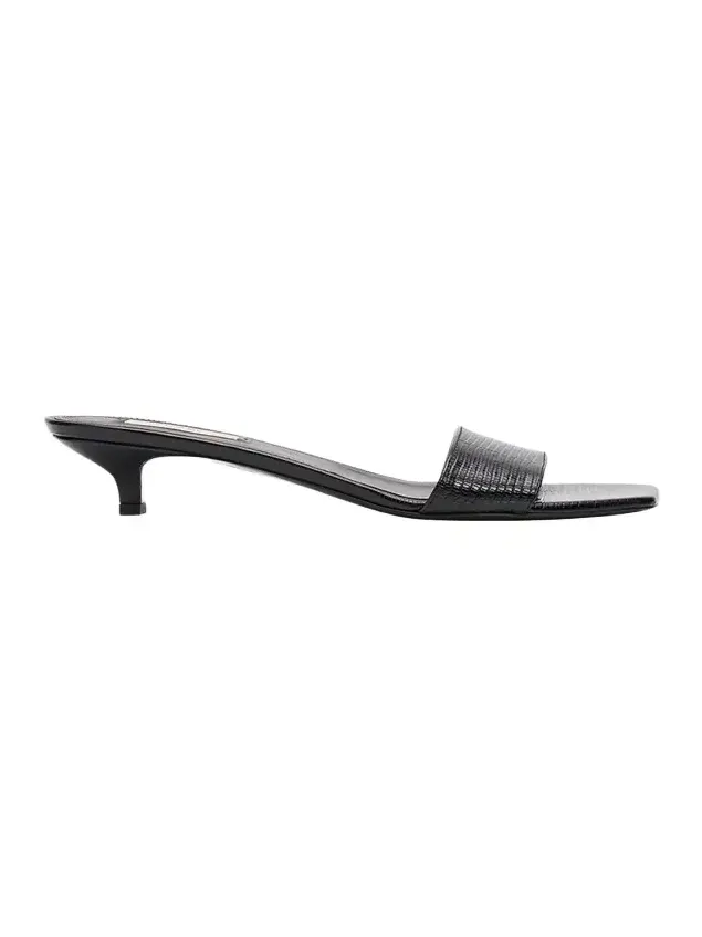 35mm Slim Lizard-Embossed Leather Mules