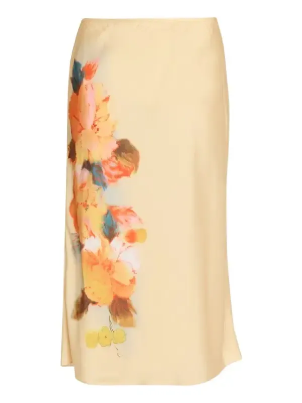 Carole Watercolor Floral Midi Skirt