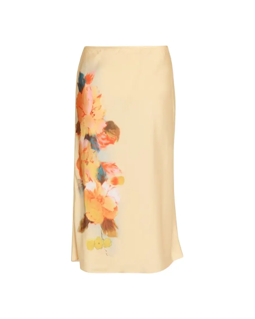 Cinq a Sept Carole Watercolor Floral Midi Skirt | Image 1 Cinq a Sept Carole Watercolor Floral Midi Skirt | Image 1