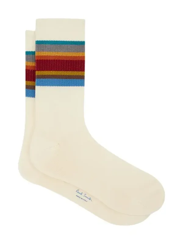 Paul Smith Men's Signature Stripe Ribbed Crew Socks