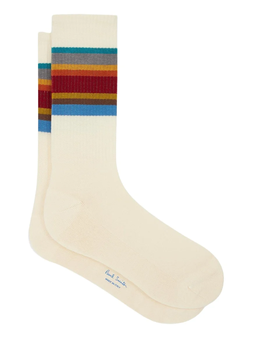 Paul Smith Men's Signature Stripe Ribbed Crew Socks