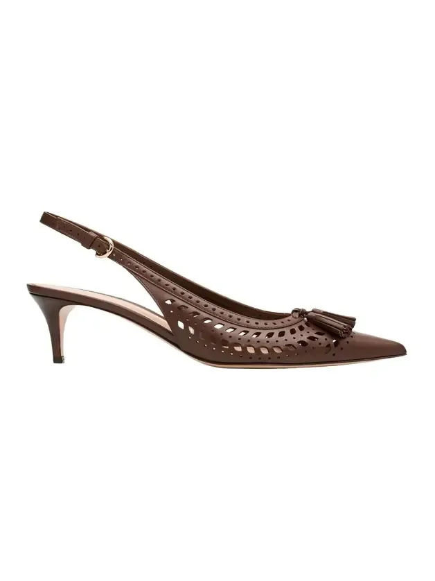 55mm Vitello Cutout Leather Slingback Pumps 55mm Vitello Cutout Leather Slingback Pumps