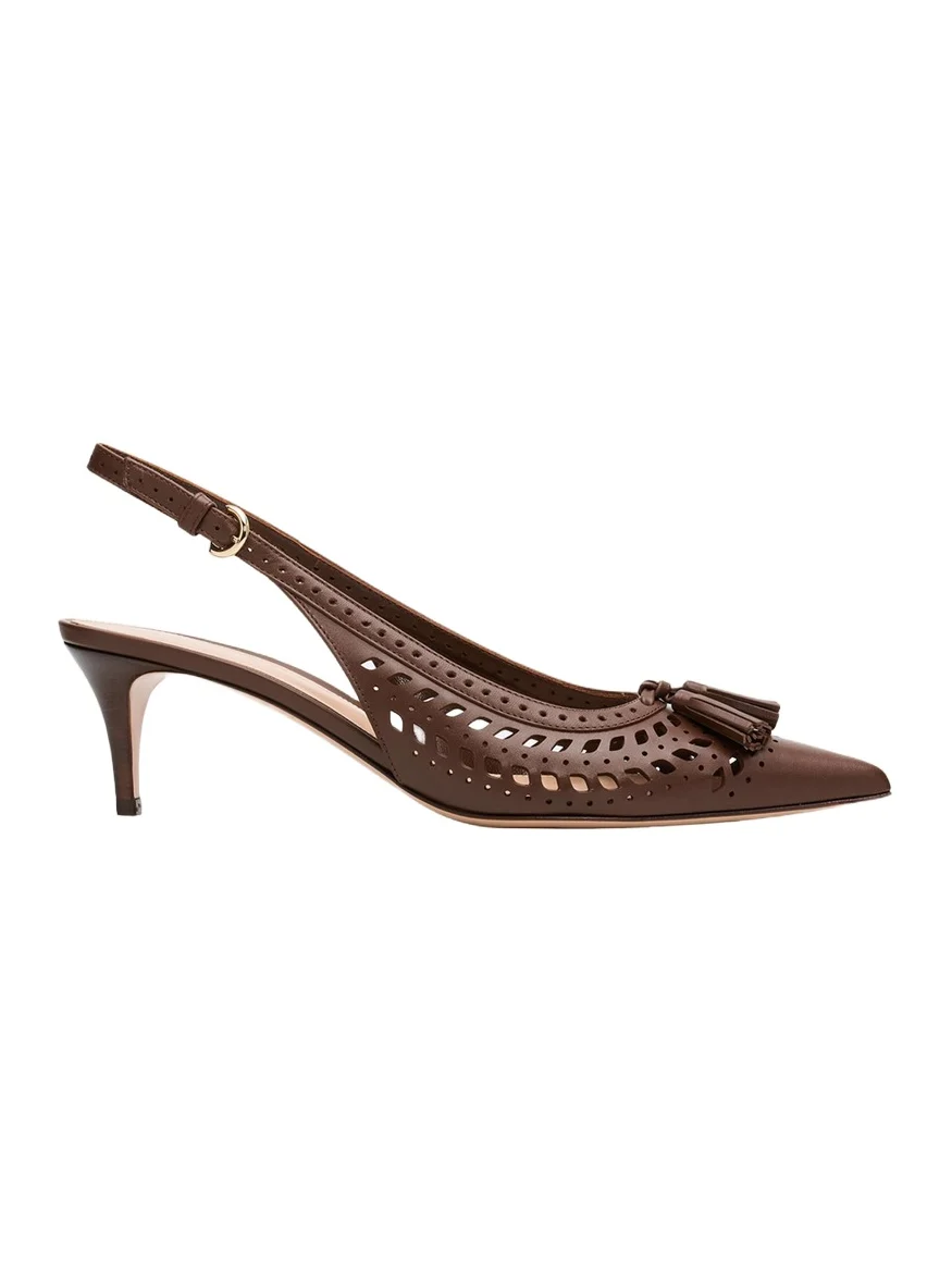Gianvito Rossi 55mm Vitello Cutout Leather Slingback Pumps