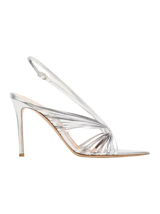 105mm Metallic Leather Slingback Sandals 105mm Metallic Leather Slingback Sandals