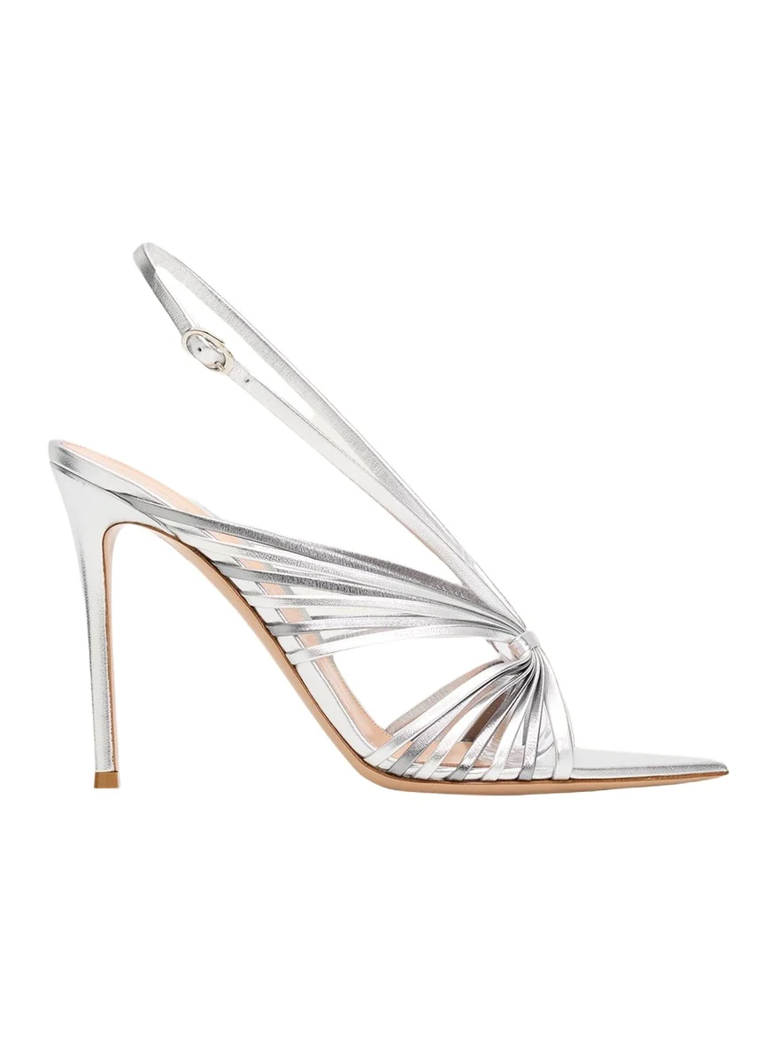 105mm Metallic Leather Slingback Sandals 105mm Metallic Leather Slingback Sandals